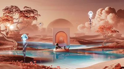 Relaxing Astronaut - free fantasy wallpaper 5120×2880