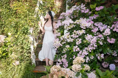 Ethereal Garden Portrait in Blooming Flowers - free people & portraits wallpaper 6000×4000