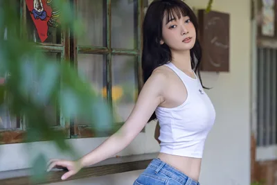 Window Dreams: Asian Beauty in Casual Style - free wallpaper 5028×3352
