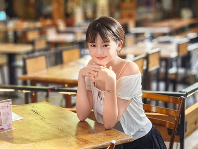 Graceful Smile in a Wooden Cafe - free people & portraits wallpaper 4096×3072