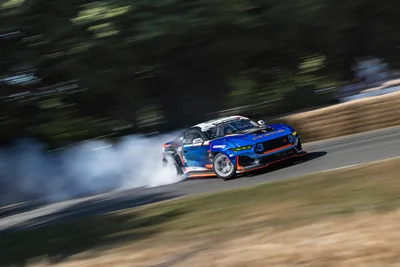 Drift King: Blue Mustang Tears Through The Track - free cars & vehicles wallpaper 6144×4098