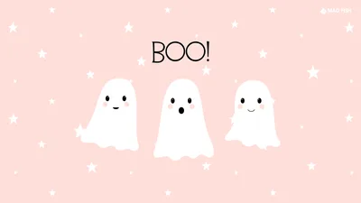 Cute Kawaii Ghosts on Peach - Halloween Vibes - free anime wallpaper 8000×4500