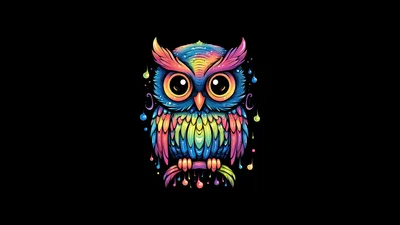 Vibrant Rainbow Owl - Kawaii Digital Art - free anime wallpaper 7680×4320