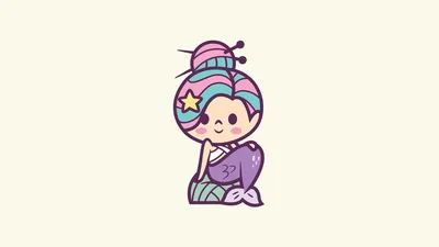 Magical Mermaid Princess in Kawaii Style - free anime wallpaper 3840×2160