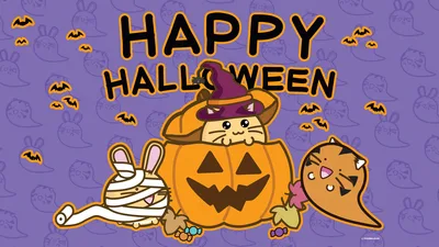 Fuzzballs Happy Halloween Kawaii Celebration - free anime wallpaper 5120×2880