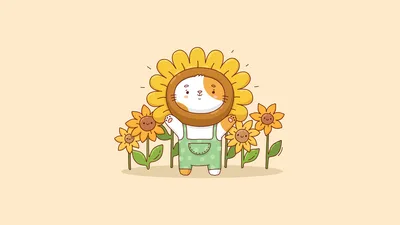Adorable Sunflower Friend in Kawaii Costume - free anime wallpaper 5120×2880