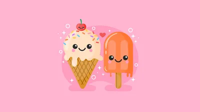 Sweet Friends: Adorable Ice Cream Duo - free wallpaper 5120×2880