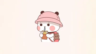 Adorable Peach Kawaii Cat with Teddy Bear - free anime wallpaper 5120×2880
