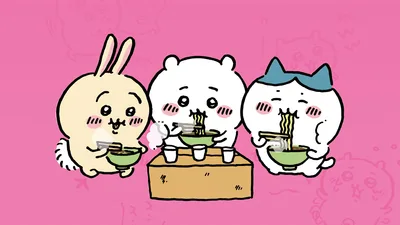 Chiikawa Friends Enjoying Noodles Together - free anime wallpaper 3840×2160