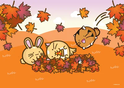 Fuzzballs Autumn Adventure in Falling Leaves - free anime wallpaper 5120×3657