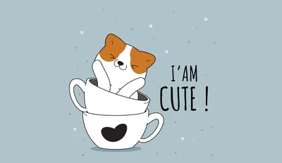 Adorable Kawaii Puppy in Teacup - free wallpaper 7680×4445