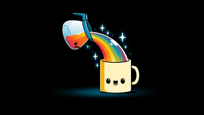 Rainbow Coffee Magic in a Cute Cup - free wallpaper 7680×4320