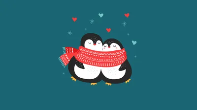 Cozy Penguin Love: A Cute Christmas Embrace - free anime wallpaper 3840×2160