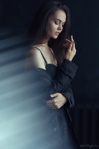 Woman in Black Blazer Against Dark Background - free wallpaper 3413×5120