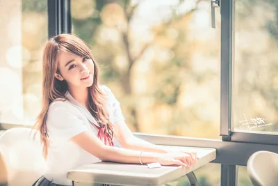 Young Woman at Desk by Sunny Window - free people & portraits wallpaper 5760×3840