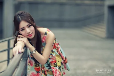 Young Woman in Floral Dress by Urban Railing - free people & portraits wallpaper 5760×3840