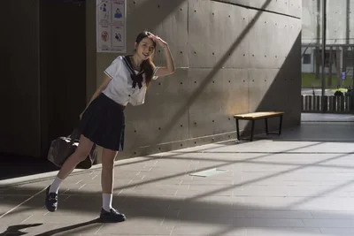 Schoolgirl Posing in Modern Concrete Hallway - free people & portraits wallpaper 5120×3413