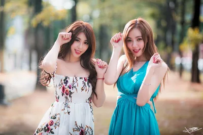 Two Young Women Posing Together in Park Setting - free people & portraits wallpaper 5760×3840
