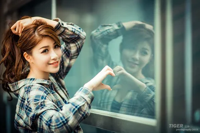 Woman Making Heart Shape at Window with Reflection - free people & portraits wallpaper 5760×3840