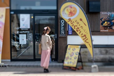 Woman Standing Before Japanese Restaurant Storefront - free people & portraits wallpaper 5568×3712