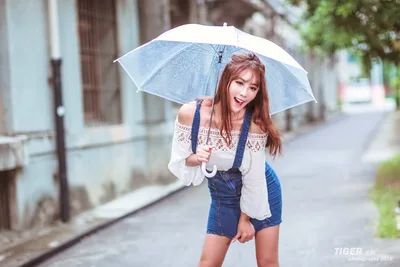 Woman With Umbrella In Rainy Street - free people & portraits wallpaper 5760×3840