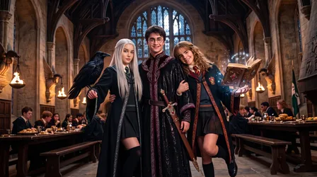 Young Wizards in Gothic Great Hall with Magic - free movies & tv wallpaper 5504×3072