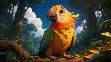Colorful Parrot Crying in Jungle Forest Setting - free animals wallpaper 3328×1872
