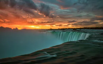 Niagara Falls Sunset Over Canada's Misty Landscape - free landscapes wallpaper 3840×2400