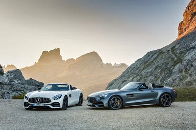 Two Mercedes-AMG Roadsters in Alpine Mountain Pass - free cars & vehicles wallpaper 4096×2731
