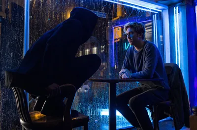 Two Figures in Neon-Lit Room with Digital Backdrop - free movies & tv wallpaper 5184×3416