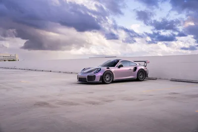 Pink Porsche 911 GT2 RS on Rooftop Parking Garage - free cars & vehicles wallpaper 9504×6336