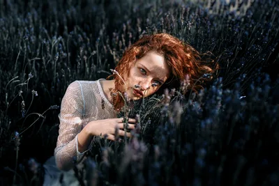 Orange-Haired Muse in a Dress - free wallpaper 2048×1365