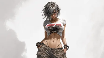 Grey-Haired Lady in a Crop Top - free wallpaper 7680×4322