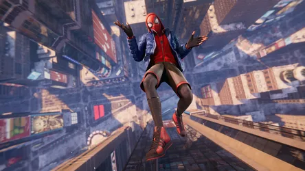Miles Morales Freefalling Through Harlem - free gaming wallpaper 3840×2160