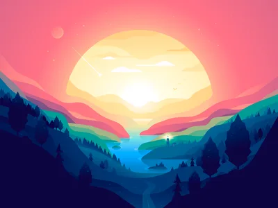 Layered Sunset Over Mountain Lighthouse Valley - free nature wallpaper 4800×3600