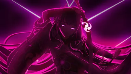 Raiden Shogun Neon Ethereal Pink - free wallpaper 5120×2880