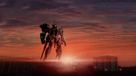 Gundam's Last Stand at Sunset - free anime wallpaper 3840×2160