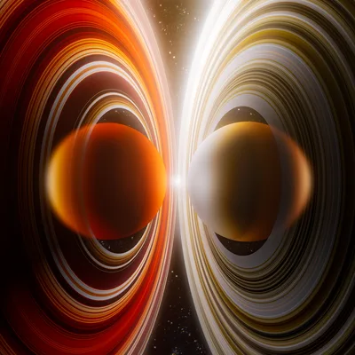 Cosmic Duality: Twin Celestial Spheres in Orbital Harmony - free space wallpaper 4000×4000