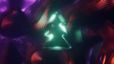 Neon Christmas Tree: Futuristic Gradient Symmetry - free cyberpunk wallpaper 5120×2880