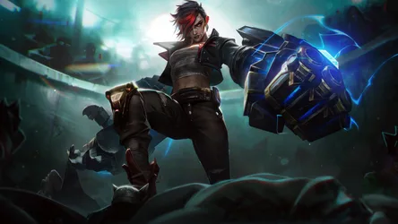 Arcane Vi: Enforcer's Gauntlets in Blue Neon - free gaming wallpaper 5120×2880