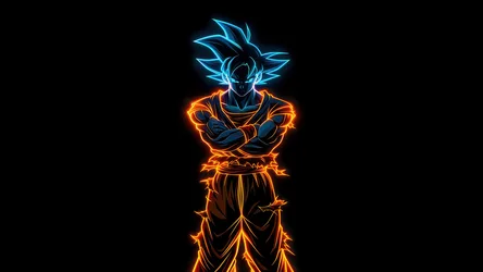 Super Saiyan Goku Neon Glow AMOLED - free wallpaper 7680×4320