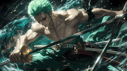 Zoro's Emerald Fury: Swordmaster's Power - free anime wallpaper 5120×2880