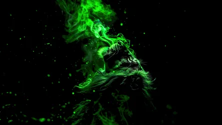 Emerald Lion: Smoke and Shadow - free wallpaper 5120×2880