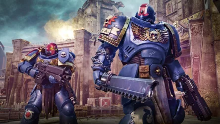 Space Marines of Ultramar in Divine Battle - free wallpaper 5120×2880