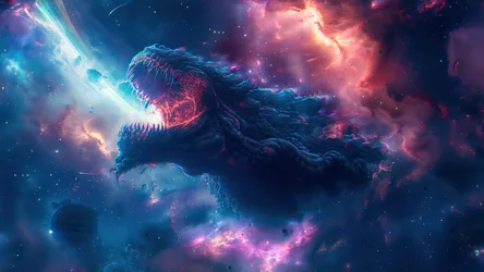Cosmic Kaiju: Neon Beast in the Stars - free art & design wallpaper 5120×2880