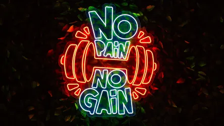 No Pain No Gain Neon Gym Sign - free cyberpunk wallpaper 6000×3375