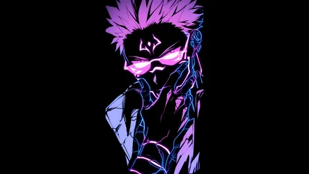 Satoru Gojo Neon Pink AMOLED - free dark wallpaper 5120×2880