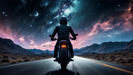 Midnight Rider: Cosmic Journey Through Desert Dreams - free fantasy wallpaper 3840×2160