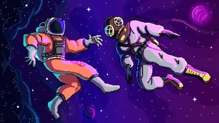 Pixel Astronauts Dancing Through the Cosmic Void - free wallpaper 3840×2160