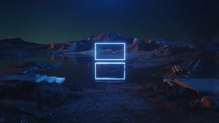 Neon Rectangle Over Midnight Waters - free nature wallpaper 3840×2160